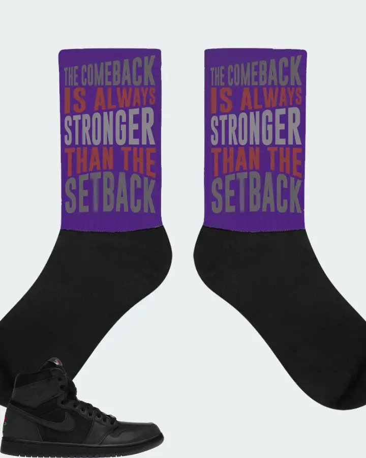 Jordan 1 Retro High Sneaker Matching Purple Socks - The Comeback