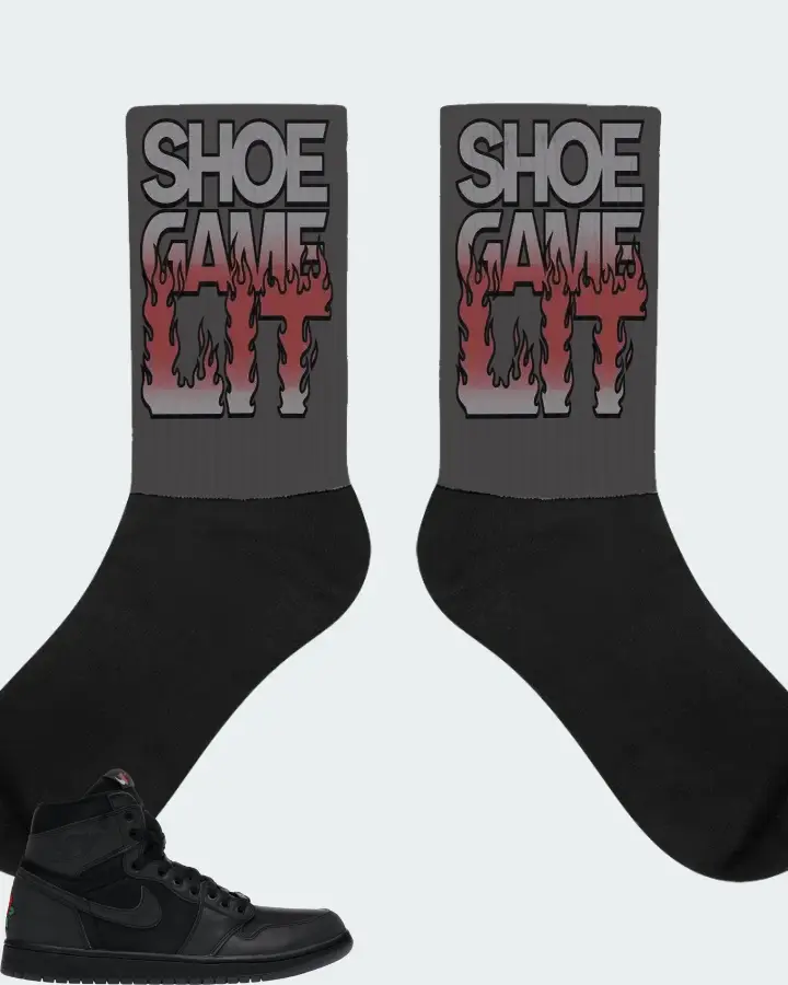 Jordan 1 Retro High Sneaker Matching Dark Grey Socks - Shoe Game Lit Refreshed