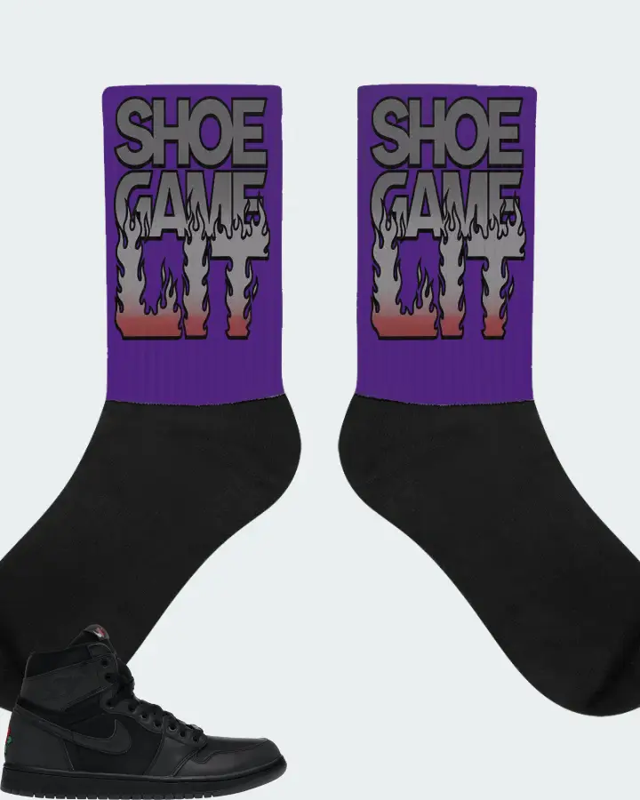 Jordan 1 Retro High Sneaker Matching Purple Socks - Shoe Game Lit Refreshed