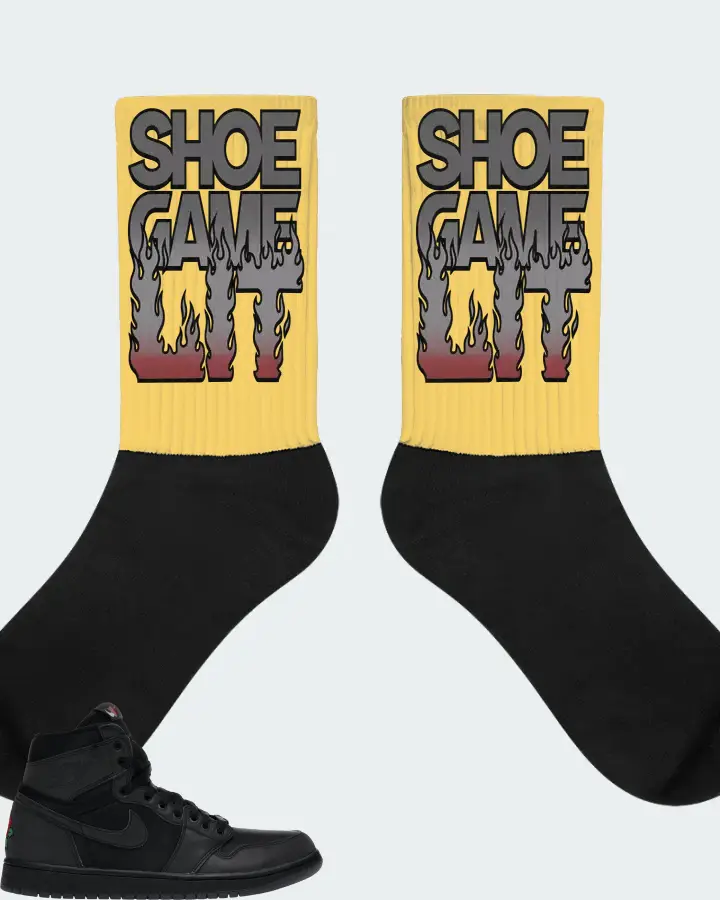 Jordan 1 Retro High Sneaker Matching Yellow Socks - Shoe Game Lit Refreshed