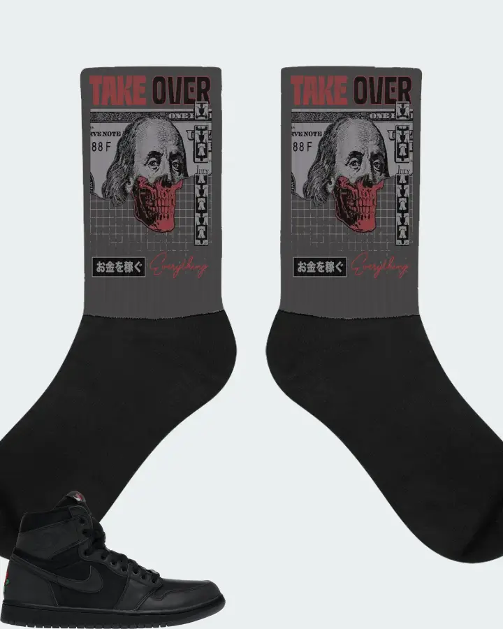 Jordan 1 Retro High Sneaker Matching Dark Grey Socks - Take Over