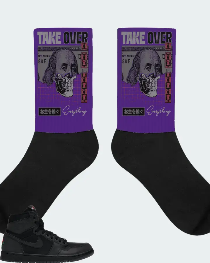 Jordan 1 Retro High Sneaker Matching Purple Socks - Take Over