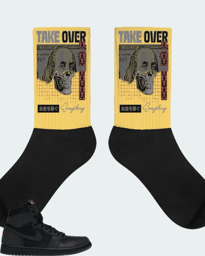 Jordan 1 Retro High Sneaker Matching Yellow Socks - Take Over