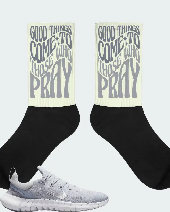 Nike Free Run 5.0 Sneaker Matching Citron Socks - Good Things Come To Those Who Pray