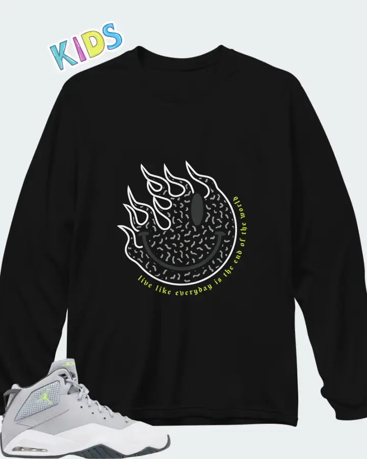 Air Jordan B'Loyal Wolf Grey Volt Matching Kid's Long Sleeve T-Shirt