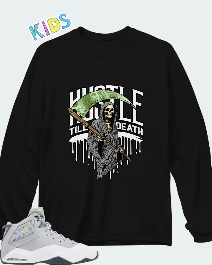 Air Jordan B'Loyal Wolf Grey Volt Matching Kid's Long Sleeve T-Shirt