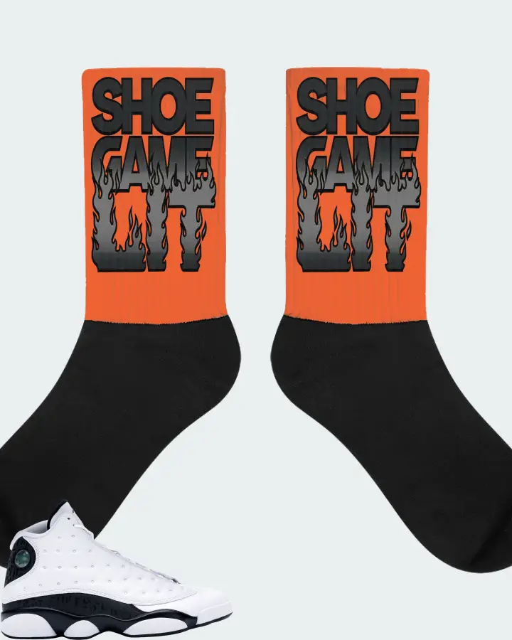 Jordan 13 Retro Sneaker Matching Orange Socks - Shoe Game Lit Refreshed