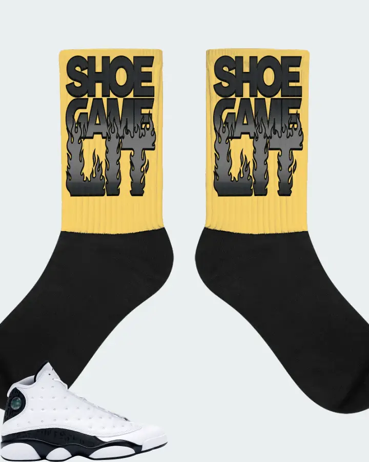 Jordan 13 Retro Sneaker Matching Yellow Socks - Shoe Game Lit Refreshed