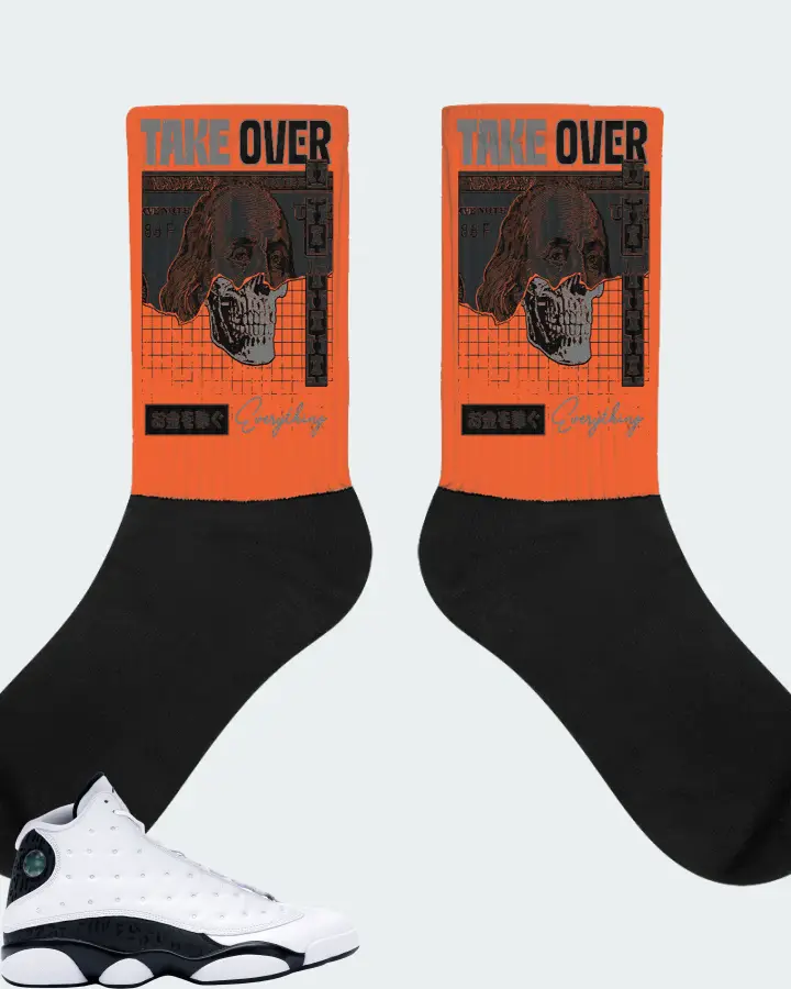 Jordan 13 Retro Sneaker Matching Orange Socks - Take Over