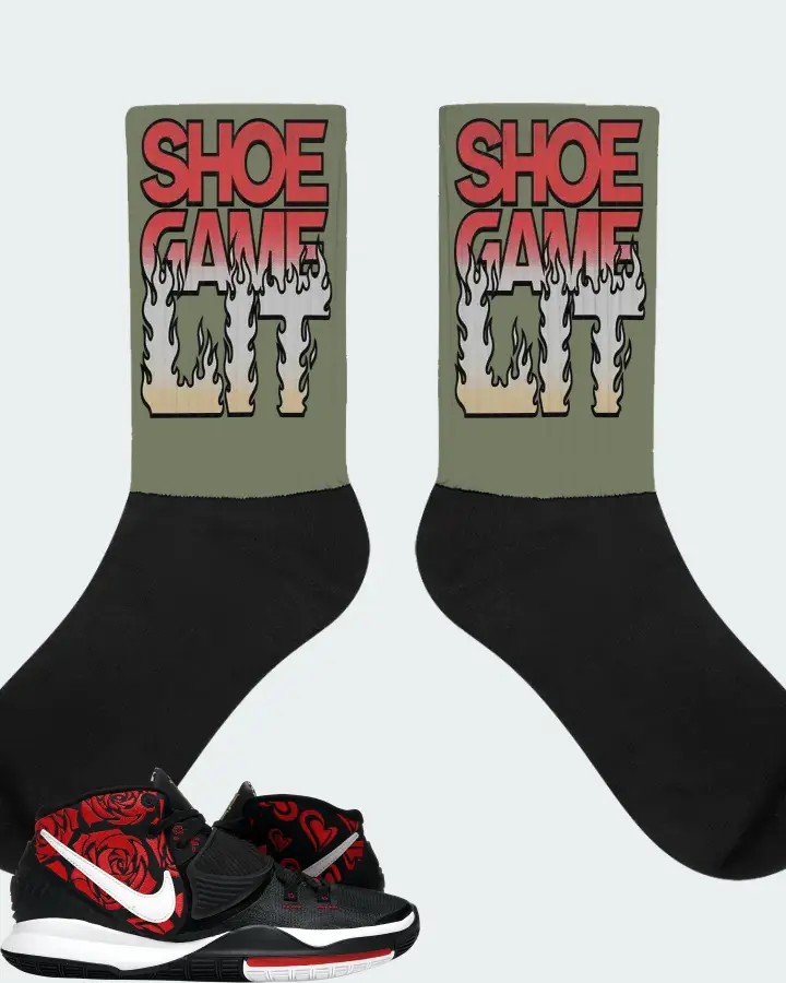 Nike Kyrie 6 Sneaker Matching Olive Socks - Shoe Game Lit Refreshed