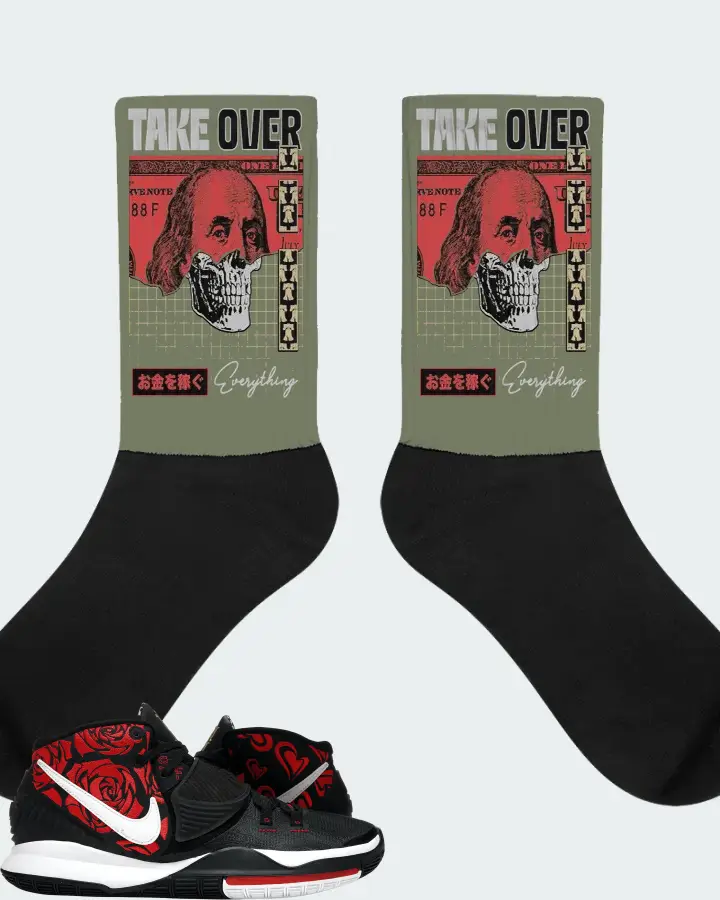 Nike Kyrie 6 Sneaker Matching Olive Socks - Take Over