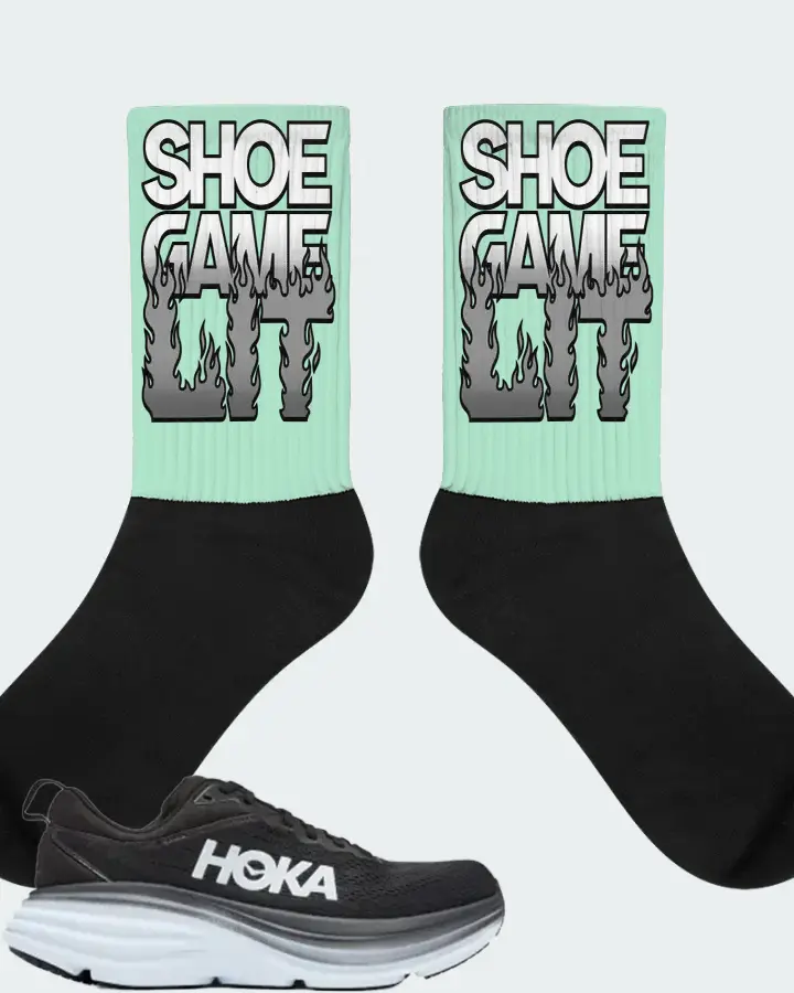 Hoka One One Bondi 8 Sneaker Matching Mint Socks - Shoe Game Lit Refreshed