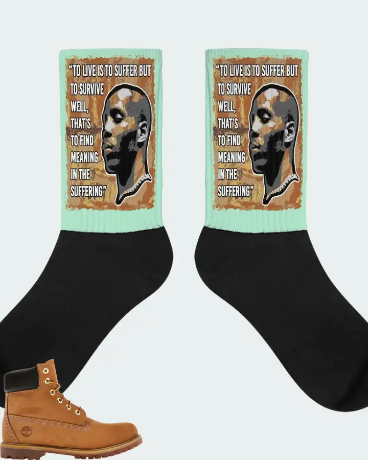 Timberland 6" Premium Waterproof Boot Sneaker Matching Mint Socks - DMX Suffer Quote