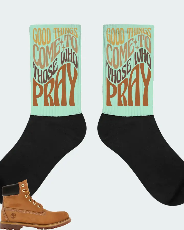 Timberland 6" Premium Waterproof Boot Sneaker Matching Mint Socks - Good Things Come To Those Who Pray