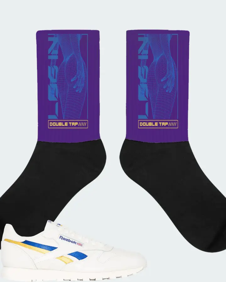 Reebok Classic Leather Sneaker Matching Purple Socks (LOGIN) - View 1