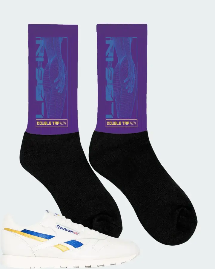 Reebok Classic Leather Sneaker Matching Purple Socks (LOGIN) - View 2