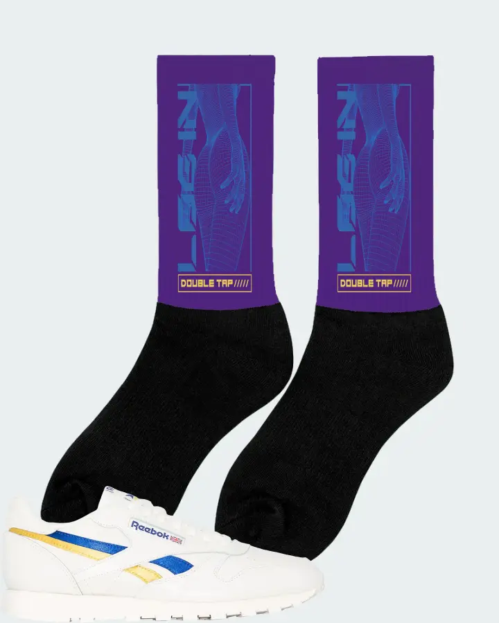 Reebok Classic Leather Sneaker Matching Purple Socks (LOGIN) - View 3