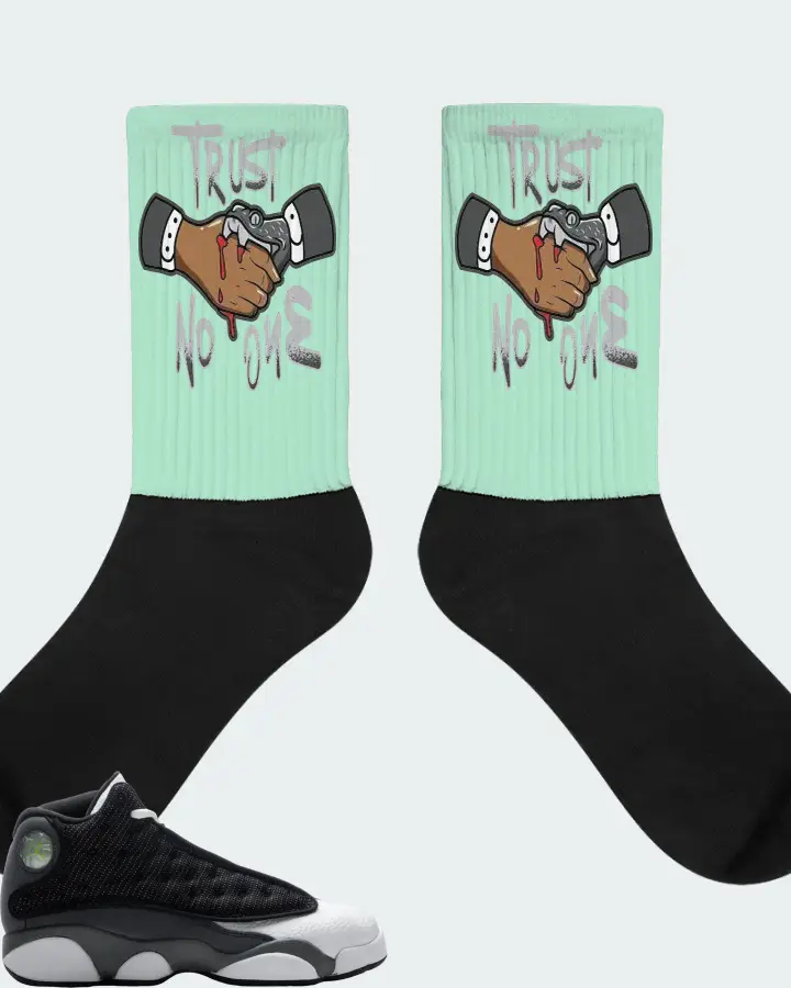 Jordan 13 Retro Sneaker Matching Mint Socks - Trust No One