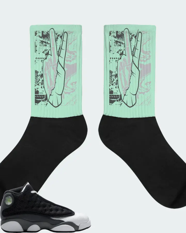 Jordan 13 Retro Sneaker Matching Mint Socks - Peace of mind