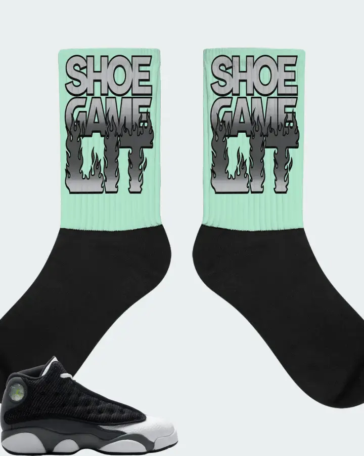 Jordan 13 Retro Sneaker Matching Mint Socks - Shoe Game Lit Refreshed
