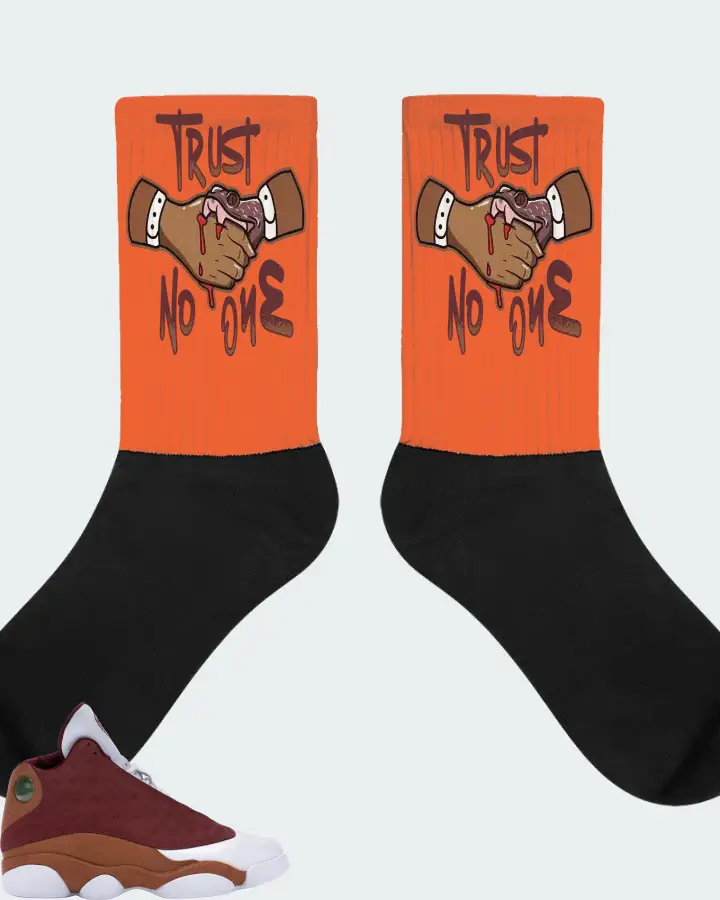 Jordan 13 Retro Sneaker Matching Orange Socks - Trust No One