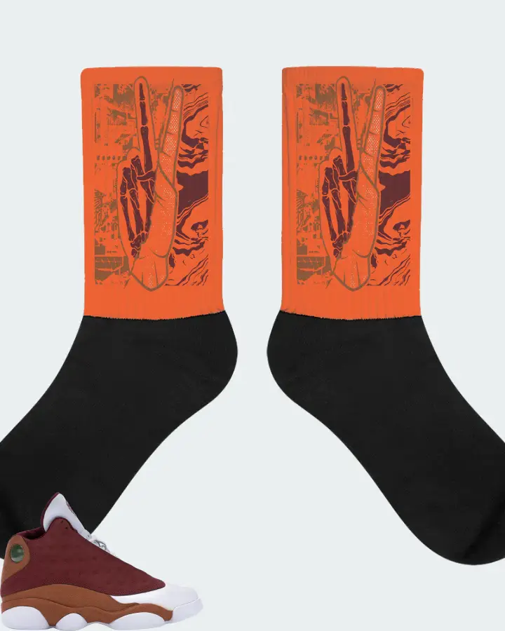 Jordan 13 Retro Sneaker Matching Orange Socks - Peace of mind