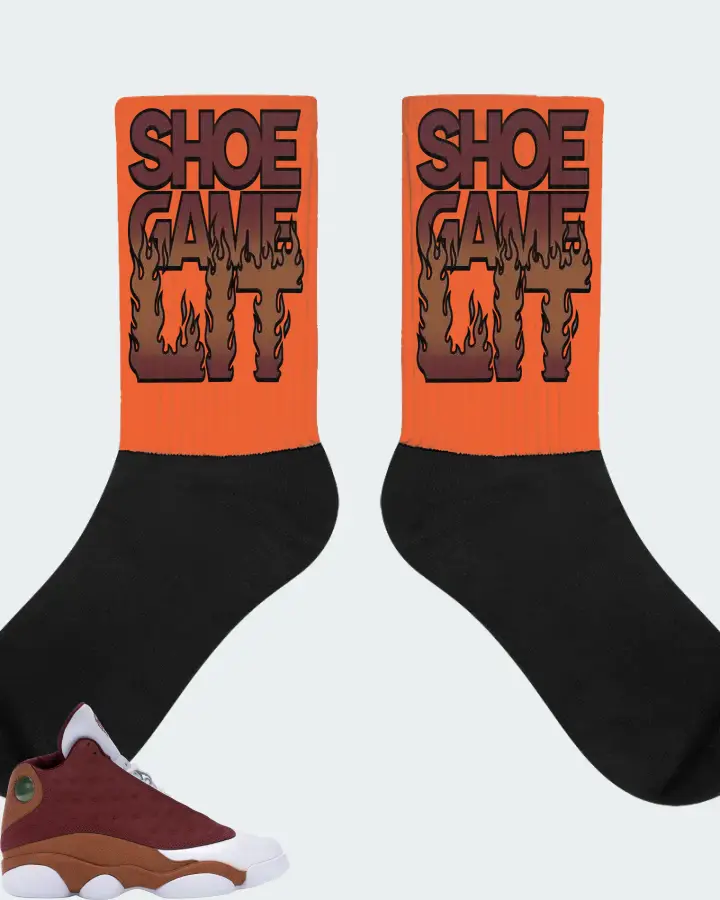 Jordan 13 Retro Sneaker Matching Orange Socks - Shoe Game Lit Refreshed