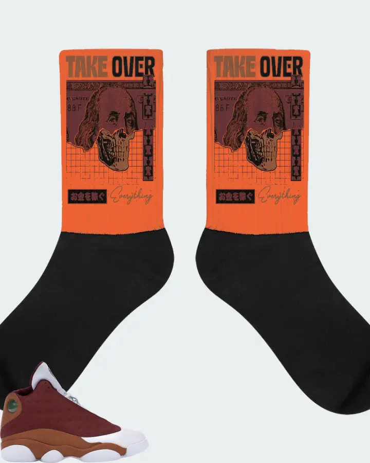 Jordan 13 Retro Sneaker Matching Orange Socks - Take Over