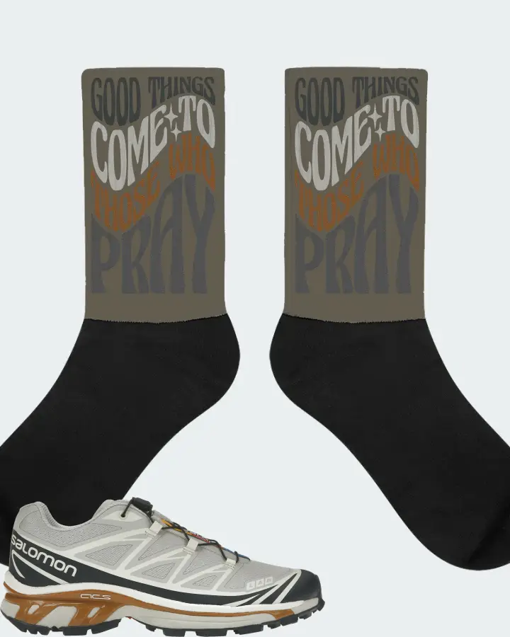 Salomon XT-6 Sneaker Matching Army Green Socks - Good Things Come To Those Who Pray
