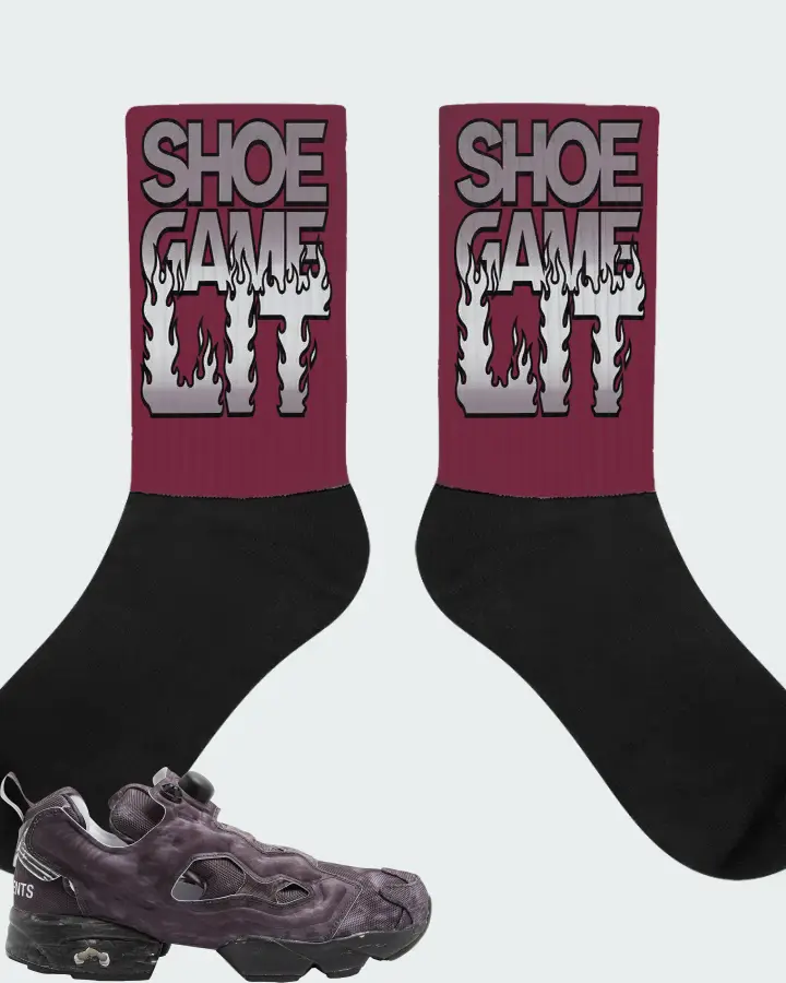 Reebok Instapump Fury Sneaker Matching Maroon Socks - Shoe Game Lit Refreshed