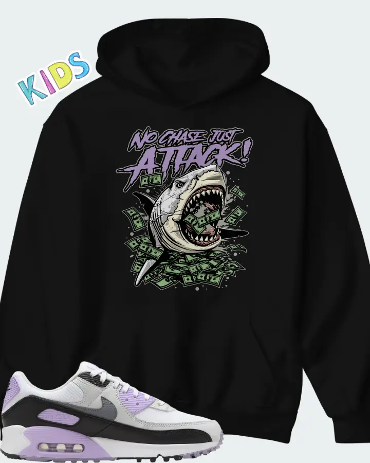 Nike Air Max 90 White Lilac Cool Grey Matching Kid's Hoodie