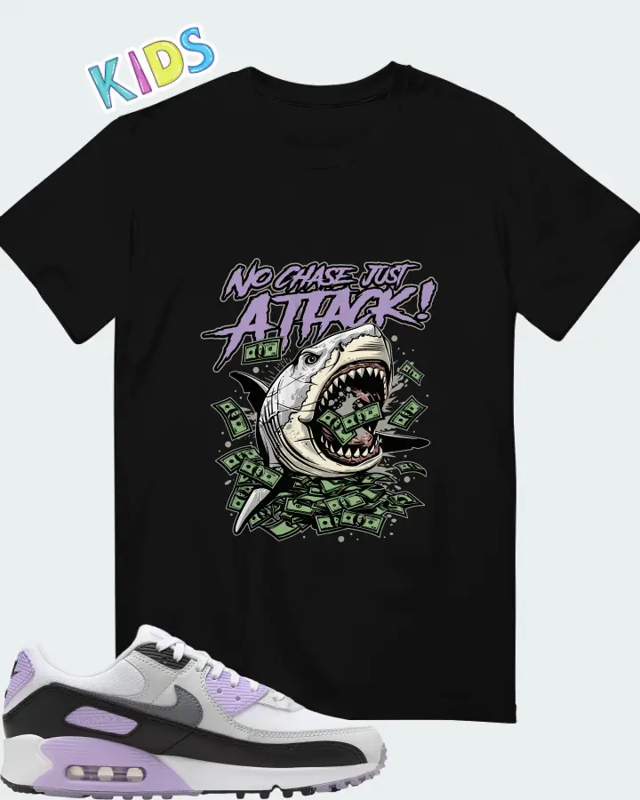 Nike Air Max 90 White Lilac Cool Grey Matching Kid's T-Shirt