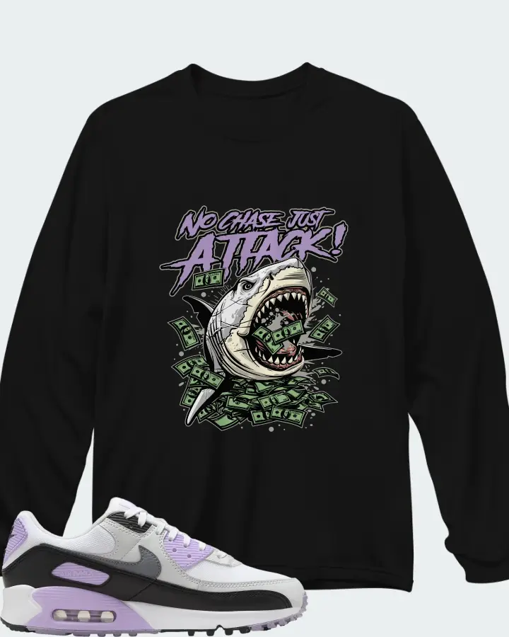 Nike Air Max 90 White Lilac Cool Grey Matching Long Sleeve T-Shirt