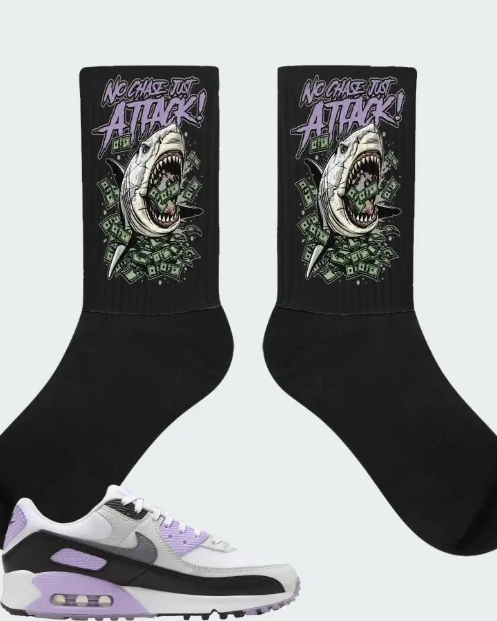 Nike Air Max 90 White Lilac Cool Grey Matching Socks