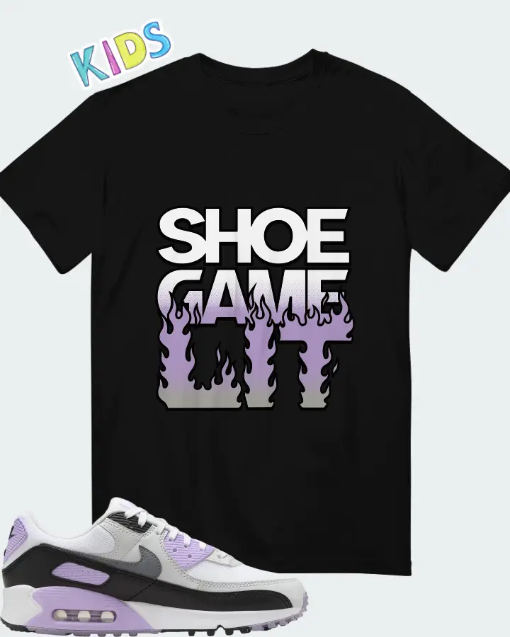 Nike Air Max 90 White Lilac Cool Grey Matching Kid's T-Shirt