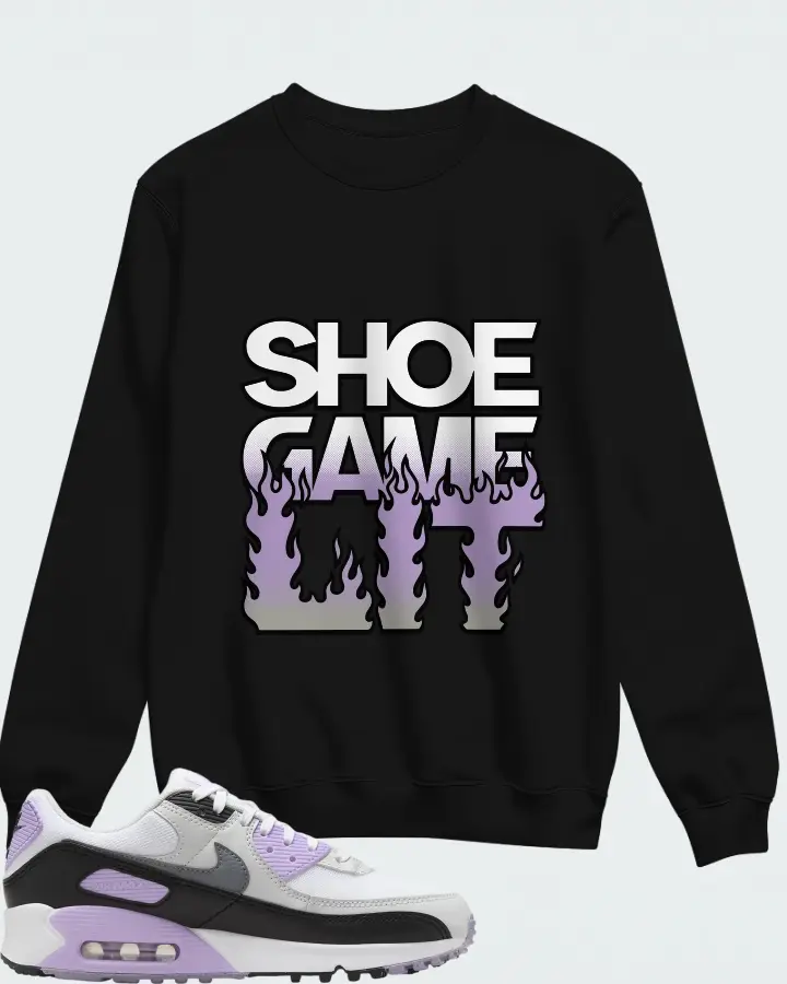 Nike Air Max 90 White Lilac Cool Grey Matching Sweatshirt