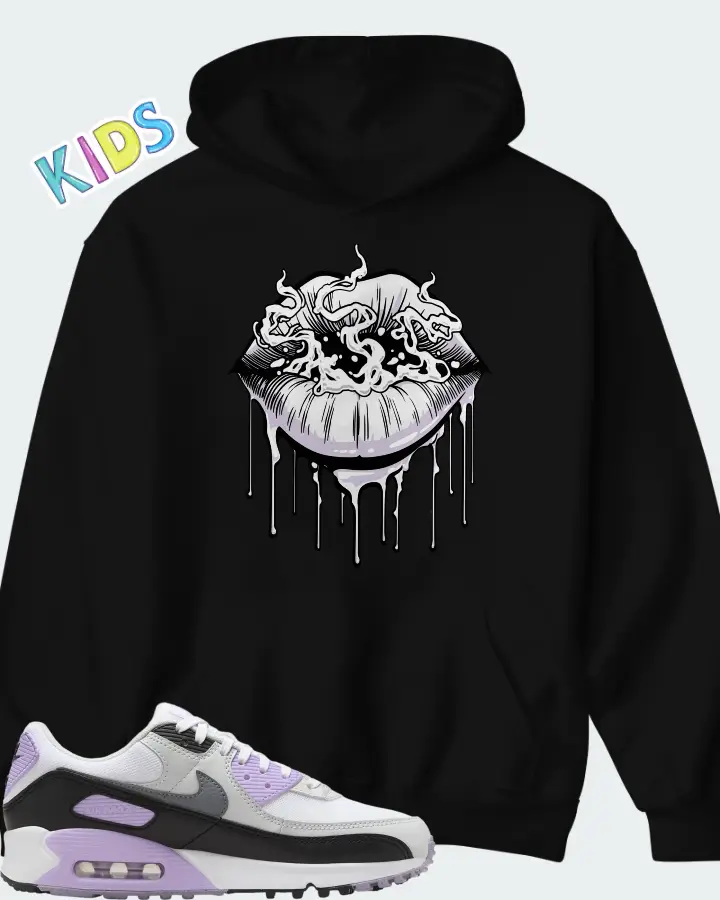 Nike Air Max 90 White Lilac Cool Grey Matching Kid's Hoodie