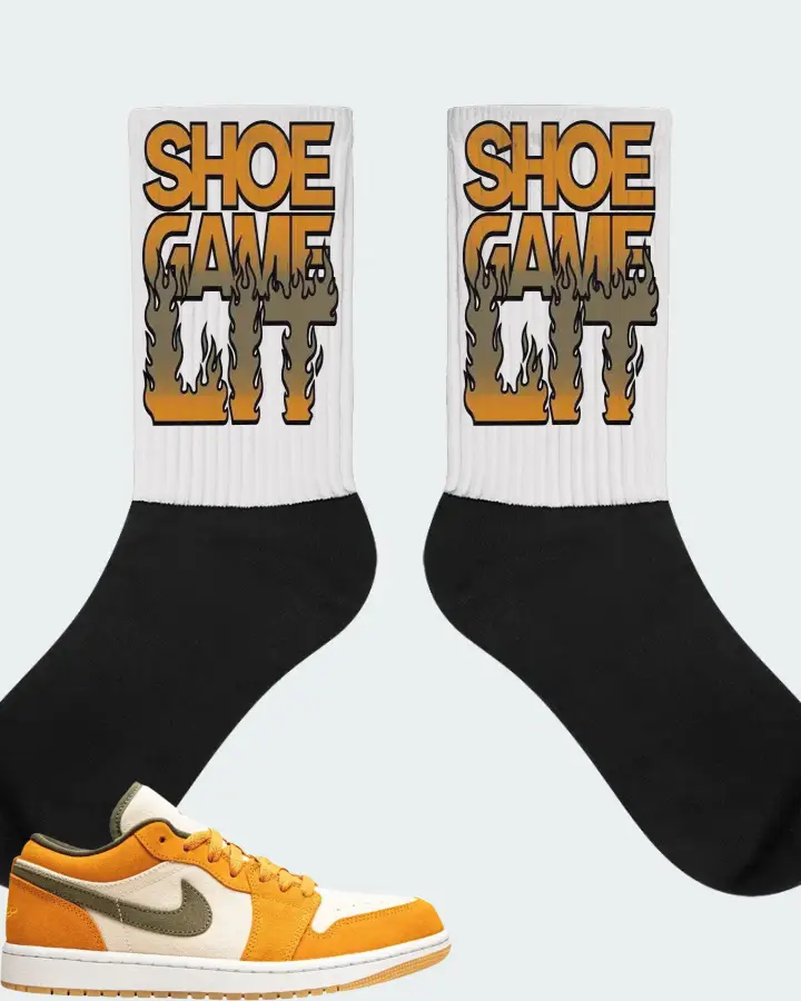 Jordan 1 Low SE Sneaker Matching White Socks - Shoe Game Lit Refreshed