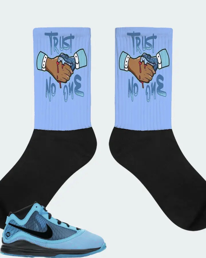 Nike LeBron 7 Sneaker Matching Carolina Blue Socks - Trust No One