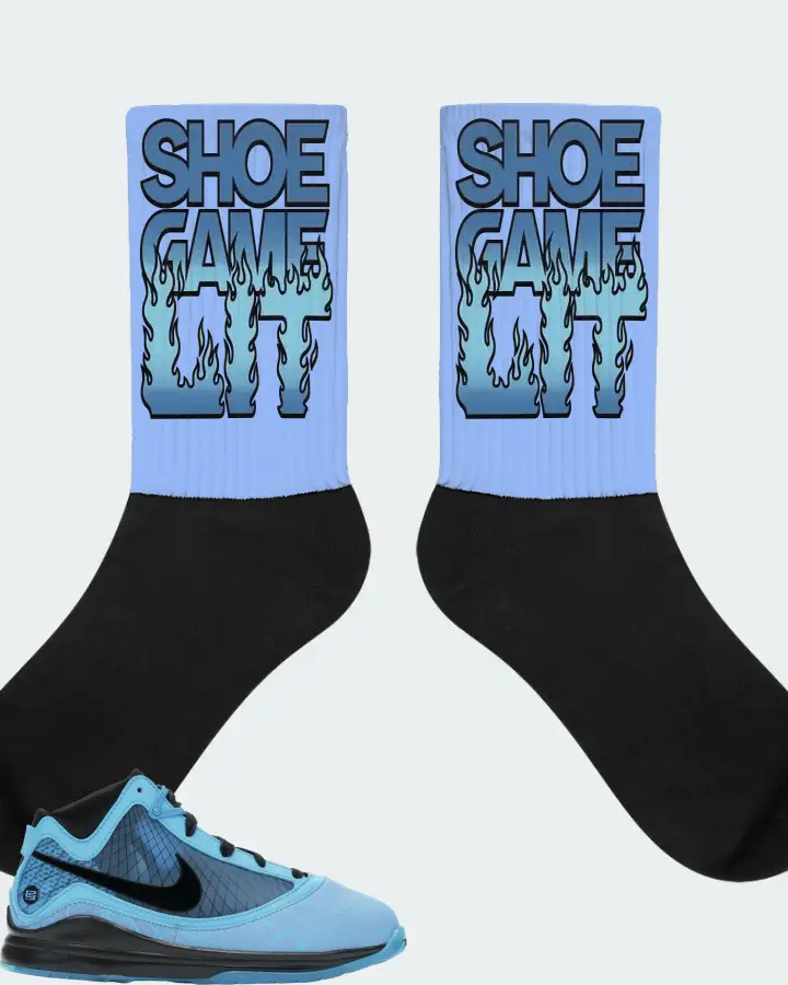 Nike LeBron 7 Sneaker Matching Carolina Blue Socks - Shoe Game Lit Refreshed