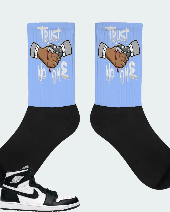 Jordan 1 Retro Sneaker Matching Carolina Blue Socks - Trust No One