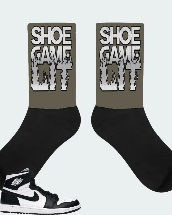Jordan 1 Retro Sneaker Matching Army Green Socks - Shoe Game Lit Refreshed