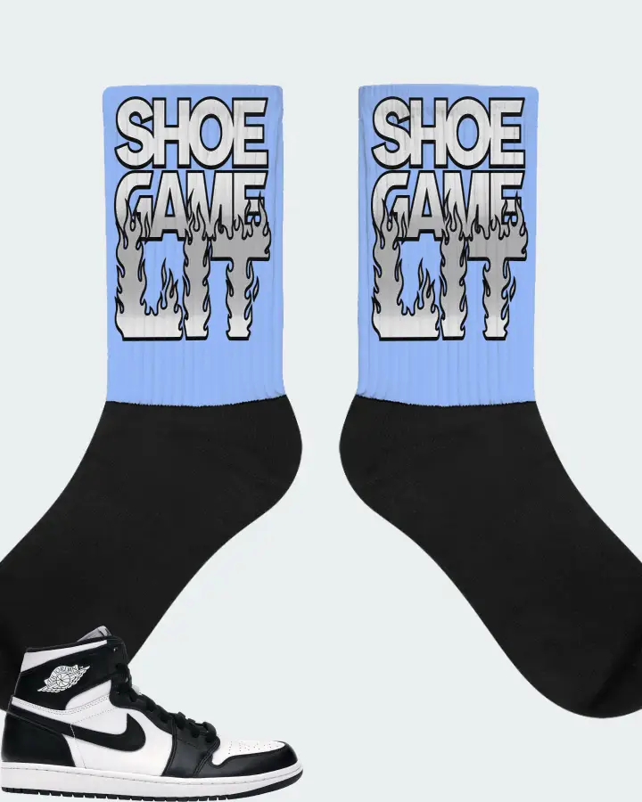 Jordan 1 Retro Sneaker Matching Carolina Blue Socks - Shoe Game Lit Refreshed