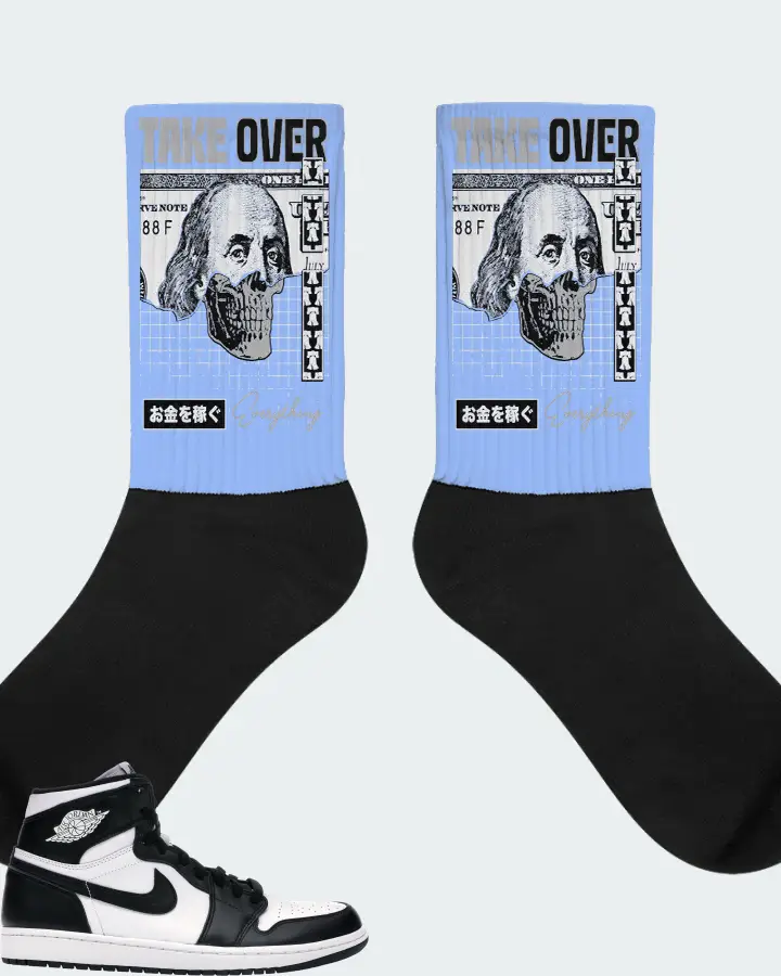 Jordan 1 Retro Sneaker Matching Carolina Blue Socks - Take Over