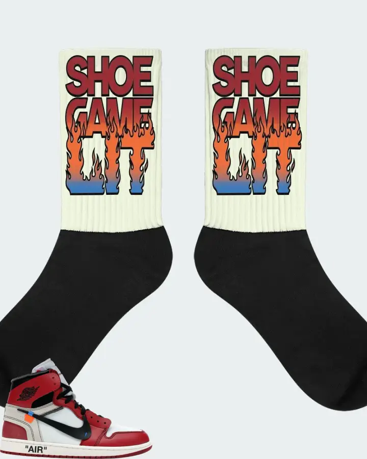Jordan 1 Retro High Sneaker Matching Citron Socks - Shoe Game Lit Refreshed