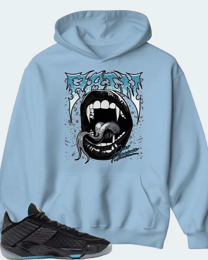 Air Jordan 38 Low Black Gamma Blue Matching Hoodie