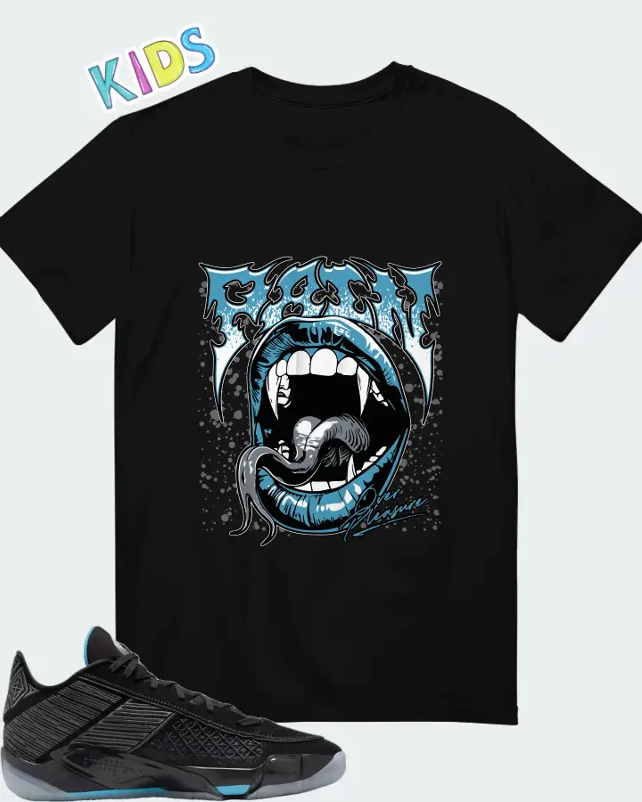 Air Jordan 38 Low Black Gamma Blue Matching Kid's T-Shirt