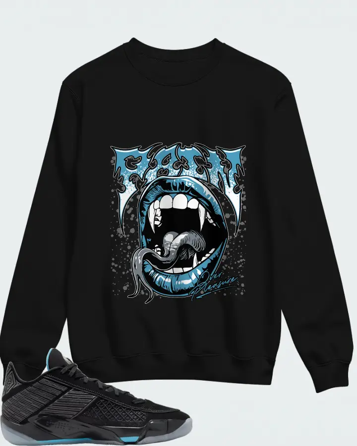Air Jordan 38 Low Black Gamma Blue Matching Sweatshirt