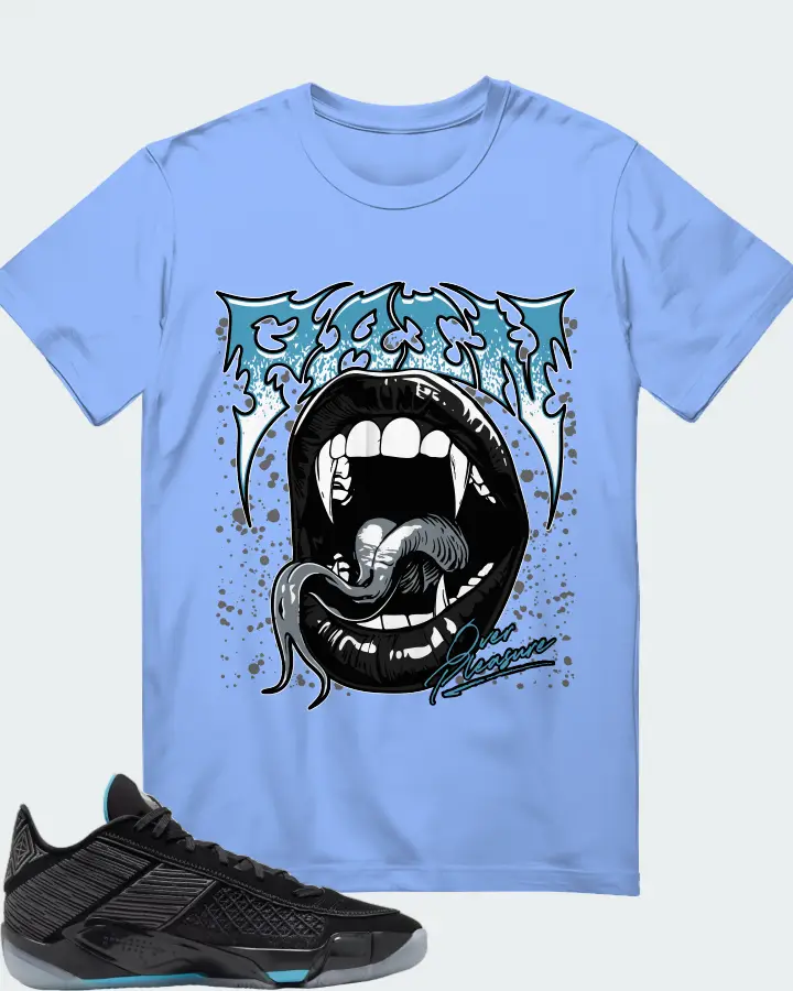 Air Jordan 38 Low Black Gamma Blue Matching T-Shirt