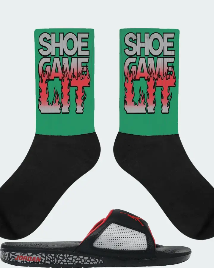 Jordan Hydro 3 Retro Sneaker Matching Kelly Green Socks - Shoe Game Lit Refreshed